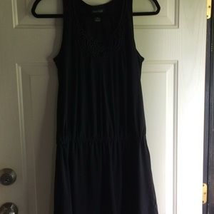 WHBM S Black Dress Open Cutwork Beaded Stretch